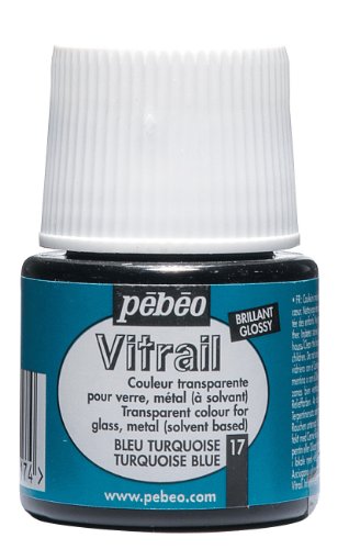 Pebeo 050-017CAN Vitrail Stained Glass Effect Glass Paint 45-Milliliter Bottle, Turquoise