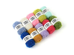 TOBI'S YARN 10 skeins Sparkling Polyester Yarn Pack Total 325g (11.5 oz) of Assorted Color for scrubbies, dishcloths, and Decorating Goods.