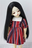 JD016 6-7'' 16-18CM Long Forest Straight Doll Wigs YOSD 1/6 Synthetic Mohair BJD Doll Accessories (Black)