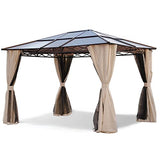 Grand patio 10x12 Gazebo, Hardtop Gazebo, Single Roof Pergolas Metal Aluminum Frame UV 50+ Outdoor Canopy with Mosquito Netting and Curtains, Outdoor Shelter for Garden, Lawn, Backyard
