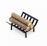 EatingBiting 1:12 Dollhouse Miniature Furniture Garden Lawn Fireplace Metal Firewood Rack Metal Rack with Firewood for Living Room Fireplace Model