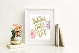 She Believed She Could So She Did | Inspirational Wall Art | 8x10 Inch Gold Foil and Floral Art Print | Inspirational Gift for Girls, Teens & Women | Unframed