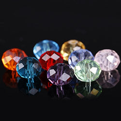 Bingcute 300Pcs Mixed Colors 6x8MM Briolette Crystal Faceted Rondelle Beads