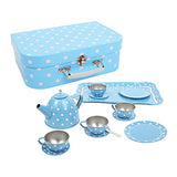 Bigjigs Toys Blue Polka Dot Tin Tea Set