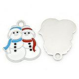 Housweety 10 PCs Charm Pendants Enamel Christmas Snowman Silver Tone 24mmx21mm(1"x7/8")