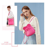 Girls Bowknot Polka Dot Cute Mini Backpack Small Daypacks Convertible Shoulder Bag Purse for Women (Fuchsia)