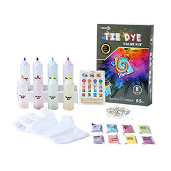 FiBERArt Tie Dye Kit 8 Colours Non Toxic Permanent Fabric Dye Games Activity for Adults & Kids, Party & Gift