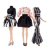 E-TING Handmade Doll Clothes Short Skirt Jumpsuits Office Style Wears Dress for Girl Dolls (3 Sets)