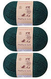 3-Pack Fluffy Wool Yarn by Yonkey Monkey. Lightweight and Soft. Knitting Crochet DIY Art Crafts (Dark Green 016)