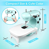 Sewing Machine, 2-Speed Mini Sewing Machine for Beginners, Safe Sewing Kit & Easy to Use Portable Sewing Machine with Extension Table, Light, Foot Pedal, Best Gift for Kids Women and Household