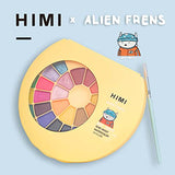 HIMI Semi Moist Watercolor Paint Set X ALIEN FRENS - 38 Assorted Colors with Paint Brush Watercolor Pallet, for Beginners Students Kids, Beautiful Gifts for Artists Professional (Yellow)