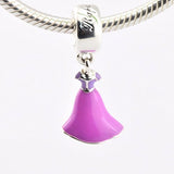 925 Sterling Silver Rapunzel's Dress with Lilac & Magenta Enamel l Charm Bead Fit European Charms