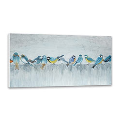 TRAIN2 ART Abstract Bird Picture Oil Paintings Wall Art, 24"X48" Modern Animal Wall Art Paintings on Canvas Frame Birds Artwork Painting Style Wall Decor for Home Walls Ready to Hang