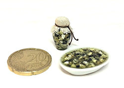 Canned Bank with cheese and olive oil, cheese dish with olives! Italian Cuisine. Dollhouse miniature 1/12