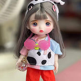 SISON BENNE 1/8 BJD Doll 16cm 6.3inch Jointed Body Girls Xmas Gift + Face Makeup + Eyes + Wigs + Clothes, Full Set Outfits (26#)