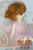 JD406 5-6'' 13-15CM Twin Buns Mohair BJD wigs 1/8 Lati yellow BJD doll accessories (Ginger)