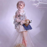 LUSHUN 1/3 BJD Doll, SD Doll 56cm 22" Jointed Dolls Pink and Purple Long Hair + tie + Dress + top, Advanced Resin Material, Delicate and Smooth, Can Change Dress and Clothes
