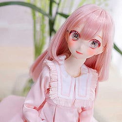 Y&D BJD Doll 1/4 17.4 Inch Pink Long Hair Fairy Girl Doll Ball Jointed SD Doll with Full Set Clothes Shoes Wig Makeup, Fit Cosplay Party Dress Up