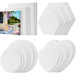 Stretched Canvas for Painting, 4 Pack Round Canvas Boards, 8 Inch White  Blank Canvas, 100% Cotton, Primed, for Art Supplies