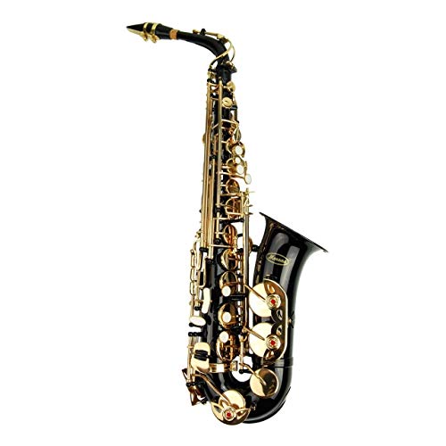 Merano E Flat Black / Gold Alto Saxophone with Zippered Hard Case + Mouth Piece + Metro Tuner + Black Music Stand + 11 Reeds
