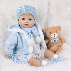 haveahug Reborn Baby Dolls 22 Inch,Lifelike Reborn by woth Blond Hair, Soft Silicone Vinyl Limbs and Weighted Cloth Body, Best Gift Set for Children