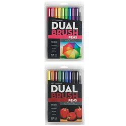 Tombow Dual Brush Pen Art Markers, Bright, 10-Pack Plus Dual Brush Pen Art Markers, Primary,