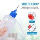 50ml Precision Tip Applicator Bottles, LEOBRO 8 PCS Squeeze Glue Applicator Bottles with 8 Fine Needle Tips, for Acrylic Painting, Quilling, Alcohol Ink, Include 28 PCS Sticker, 8 PCS Mini Funnel