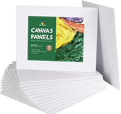 Mancola Artist Painting Canvas Panels - 8x10 Inch / 15 Pack - Triple Primed Cotton Canvas Boards for Oil & Acrylic Painting MA-181015