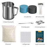 Candle Making Kit Supplies, Beeswax DIY Candle Craft Tools Including Candle Make Pouring Pot, Candle Tins Candle Wicks, Wicks Sticker, 3-Hole Candle Wicks Holder, Natural Soy Wax and Spoon