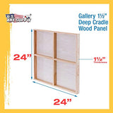 U.S. Art Supply 24" x 24" Birch Wood Paint Pouring Panel Boards, Gallery 1-1/2" Deep Cradle (Pack of 2) - Artist Depth Wooden Wall Canvases - Painting Mixed-Media Craft, Acrylic, Oil, Encaustic