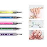 Geaekusa Nail Art Point Drill Drawing Brush Pen, 5 PCS Double Ended Nail Art Brushes, Nail Art Liner Brushes Nail Art Dotting Pen Tools Set