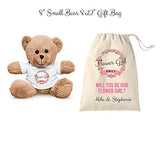 Personalized Flower Girl Teddy Bear and Gift Bag 8 inch Tan Plush Gift for Wedding Party Add Your Custom Name Wedding Thank You Message Proposal (Small 8" Bear and Bag)