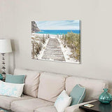 Beach Boardwalk Canvas Wall Art: Seascape Picture Coastal Painting Print for Living Room ( 45'' x 30'' x 1 Panel )