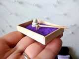 Zen Garden Miniature Japanese Meditation Sand Tray Kit. Dollhouse Handmade BJD doll