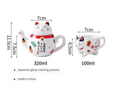 Lucky Cat Porcelain Tea Set Creative Ceramic Tea Cup Jug with Filter Beautiful Cat Teapot Cup