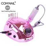 Professional Electric Nail Drill Manicure Set 65W 35000RPM Comnail Nail Art Equiment Nail Drill Bit Pedicure Nail File Polishing Tool (Colorful Rose Red)