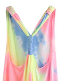 Romwe Women's Sleeveless V Neck Tie Dye Tunic Tops Casual Swing Tee Shirt Dress Multicolored XS