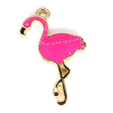 Hot Pink Flamingo Charm lot Set of 25 Gold and Hot Pink