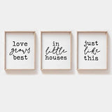 MoharWall Bedroom Wall Prints Love Quotes Wall Art, Love Grows Best in Little Houses Just Like This, House Living Room Décor