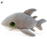 Puzzled Gray Shark Plush, 6 Inch Collectible Decorative Big Eyes Stuffed Animal Soft Take A Long