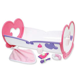 JC Toys Deluxe Rocking Doll Crib and Accessories Perfect for Small and Large Dolls up to 16".