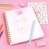 Three Cheers for Girls - Pink & Gold All-In-1 Sketchbook Set - Girls Diary, Journal, Sketch Book for Kids w/Pencils, Stickers & More - Drawing Kit for Kids - Unlined Diary for Girls - Kids Sketch Pad