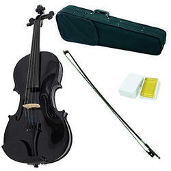 SKY Full Size VN202 Wood Black Violin with Brazilwood Bow and Lightweight Case