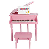 Smartxchoices Newest 30-Key Pink Baby Grand Piano Toy Set for Kids Children with w/ Stool Bench Solid Wood ...