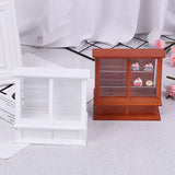 1/12 Dollhouse Mini Cake Cabinet with Sliding Door Model Toy Wooden Display Bakery Cake Cabinet Shelving Handcraf Dollhouse Miniature Stand Dollhouse Furniture Accessories