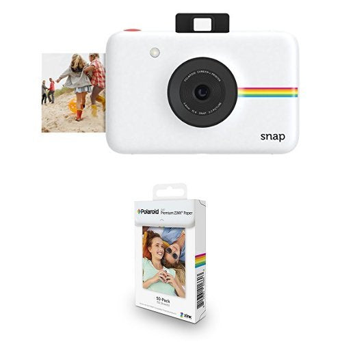 Polaroid Snap Instant Digital Camera (White) with ZINK Zero Ink Printing Technology w/ Polaroid 2x3
