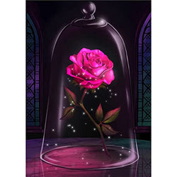 DIY 5D Diamond Painting Kits for Adults, Flower in Rose Cup Diamond Dots Mosaic Kits for Kids Full Drill Art for Beginner Embroidery Canvas Paintings Craft kit Gift for New Home Wall Decor 12x16inch
