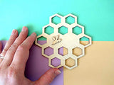 Wooden Honeycomb With Bee 5 inch Yarn Holder Handmade Embroidery Floss Organizer