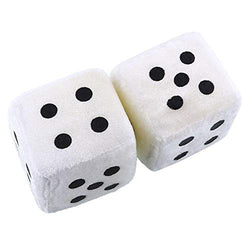 Easy 99 3.15 x 3.15 x 3.15 inch Plush Dice Hanging Dice with Suction Cup , Pack of 4 (White)