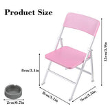 Qingsi 2 Pack 1/6 Scale Dollhouse Folding Chair Folding Mini Chair Dolls Folding Chair Playsets Miniature Furniture Toy Folding Doll Chairs Decoration Action Figure Accessories,Pink and Blue